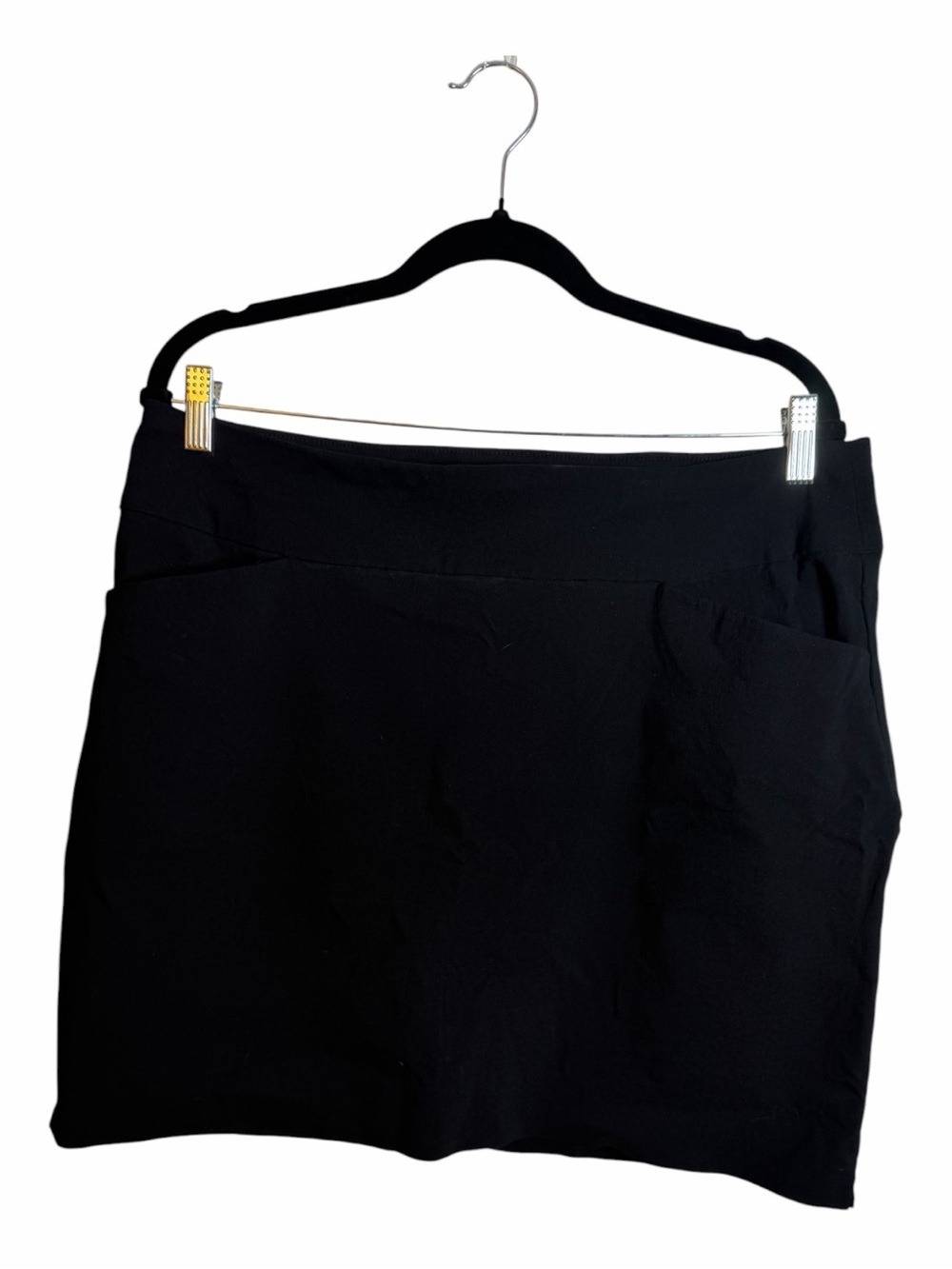 JM Collection Black Solid Short Skirt w/ Pockets Regular Size L